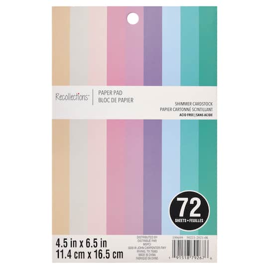 Pastel Pearlized 4.5&#x22; x 6.5&#x22; Paper Pad by Recollections&#x2122;, 72 Sheets